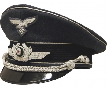 Luftwaffe Officer Visor Cap, Silver Piped